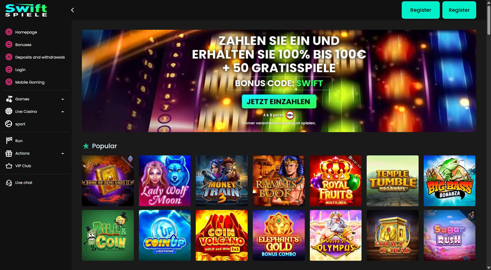 4. Swiftspiele- Vertrauenswürdige Giropay Casino Option